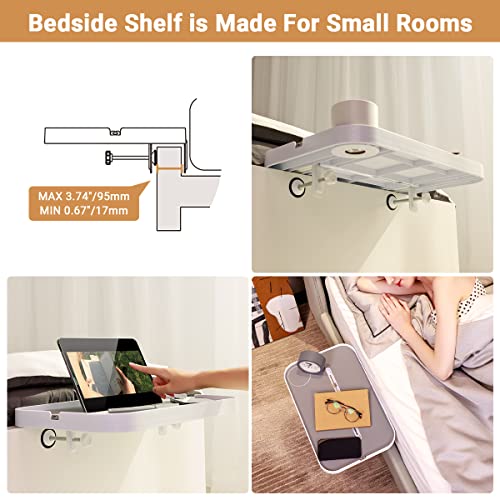 KIWIFOTOS 17" Large Bedside Shelf for Bed Dorm Organizer Clip-on Bedside Tray Table Nightstand for Bunk Bed College Dorm Room Essentials by Kiwifotos - Image 5