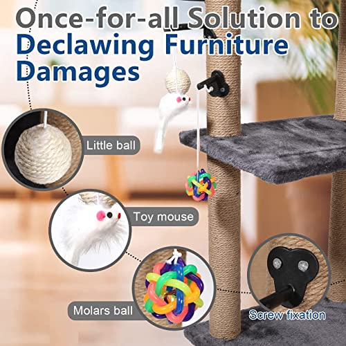 Shellkingdom Cat Tree, 4-Tier Climbing Tower For Indoor Cat With Sisal Scratching Post,Mouse,Play Balls Toys-Kitten Activity Centre With Kitty Cat Perch Bed #TOP3