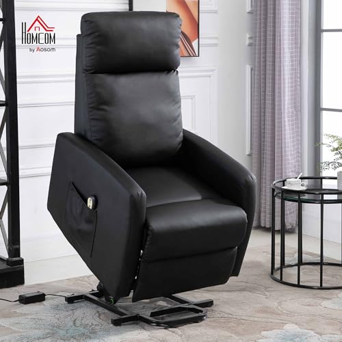 HOMCOM Sillón Levanta Personas Sillón Relax Eléctrico Sillón Elevador Reclinable 145° con Control Remoto Reposapiés para Personas Mayores 67x95x105 cm Negro - imagen 2