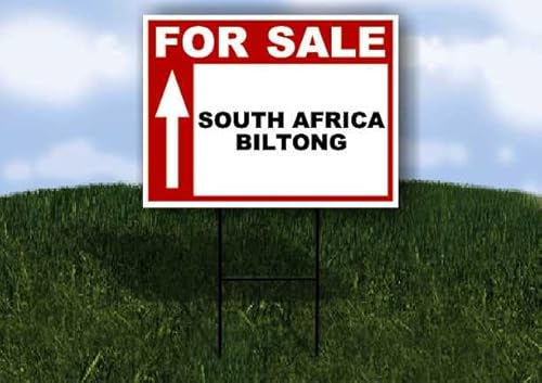 SOUTH AFRICA BILTONG For Sale UP ARROW white Red Black 1 Single Sided 18x24 in Yard Road Sign w/stand