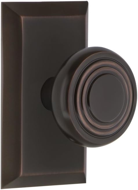 Nostalgic Warehouse Studio Plate with Deco Knob, Privacy - 2.75", Polished Brass