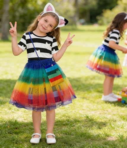 Vestido de princesa tutú arcoíris para niñas 3-8 años miniatura 3