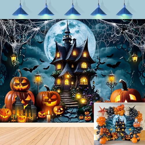 Toile de fond château d'horreur Halloween pour créer un photobooth mémorable en famille