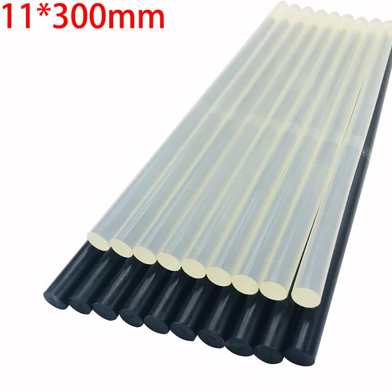 10 bastoncini di colla a caldo, diametro 11 mm, lunghezza 300 mm, per strumenti elettrici ad alta viscosità per riparazioni artigianali (10 pezzi, trasparenti)