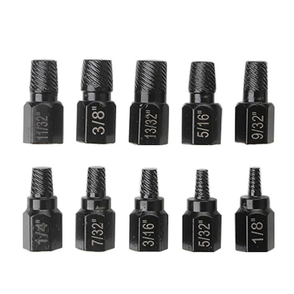 Kit de 10 Piezas de Extractor de Tornillos dañados, Juego de Brocas de Metal fáciles de extraer, Perno Roto, espárrago de múltiples estrías