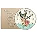 Telisha Wooden Wall Clock Green Butterfly Rose Flower Clock Retro Vintage Large Clock Home Decorative Country Non -Ticking Silent Quiet 14 Inch Gift