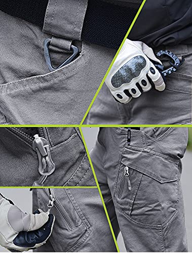 Labeyzon Men's Outdoor Work Military Tactical Pants Lightweight Rip-Stop Casual Cargo Pants Men (Grey, 34W X 32L) #TOP5
