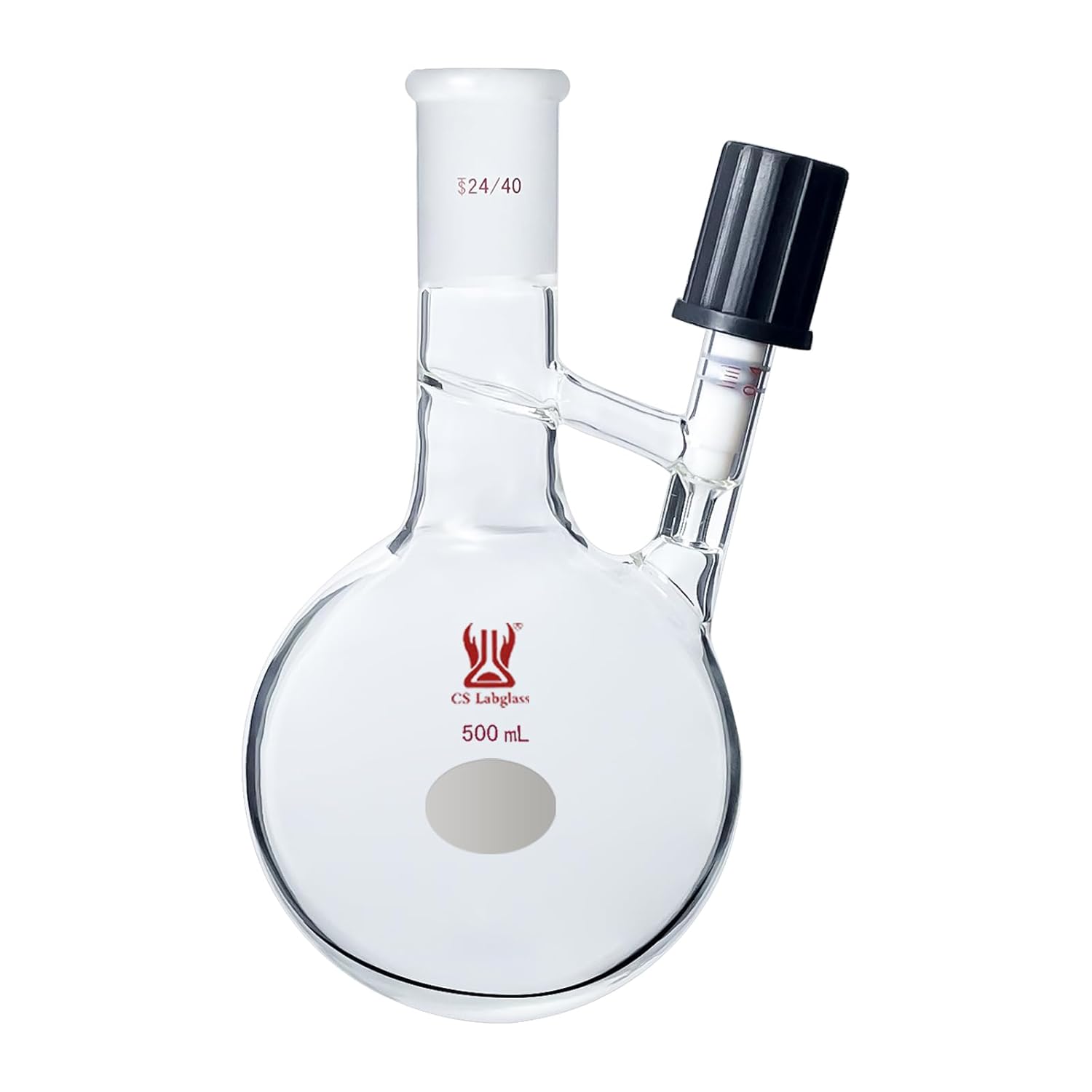 500ml Glass Schlenk Flask with 0-4mm High Vacuum Valve and 24/40 Joint, Borosilicate Glass Reaction Storage Flask, Lab Glassware