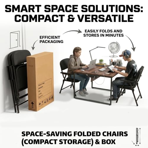 Image of MRC Executive Folding Office Visitor Chair with Armrest | Heavy Duty Metal Frame Cushioned Training & Study Chair for Home, Office & Conference Room (Black)