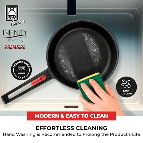 Image of BRA COOKWARE Premiere & Infinity 6-Piece Nonstick Cookware Set | Cast Aluminum Pots & Pans Set w / 1 Dual Skillet, 1 Pot, 1 Saucepan, 2 Lids | 3-Layer NonStick | All Stovetops | PFOA Free