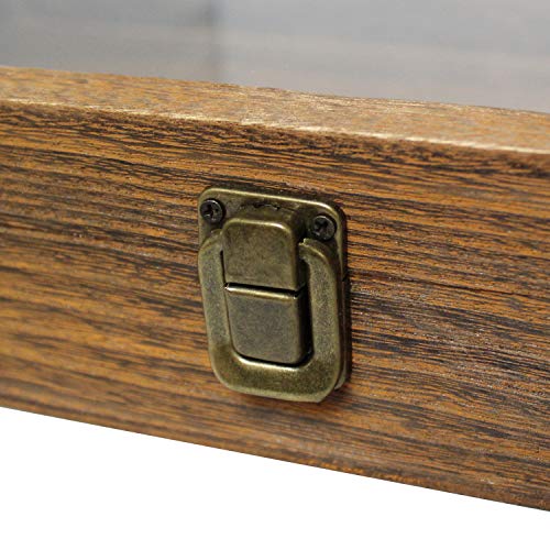 image for MOOCA Wood Glass Top Jewelry Display Case Accessories Storage, Wooden 