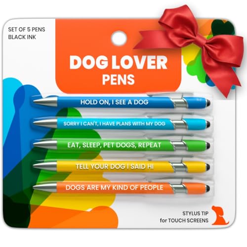 Funny Dog Lover Gift Pen Set – 5 Black Ink