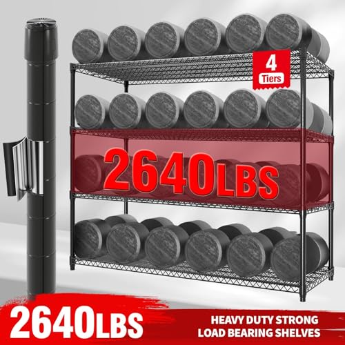 Image of GarveeTech 4-Tier Wire Storage Shelves with Wheels, 2640LBS Heavy Duty Metal Shelving Unit with Adjustable Storage Shelves for Home, Pantry & Warehouse, Easy Assembly, 73.8 inch H x 59W x 23.9 inch D