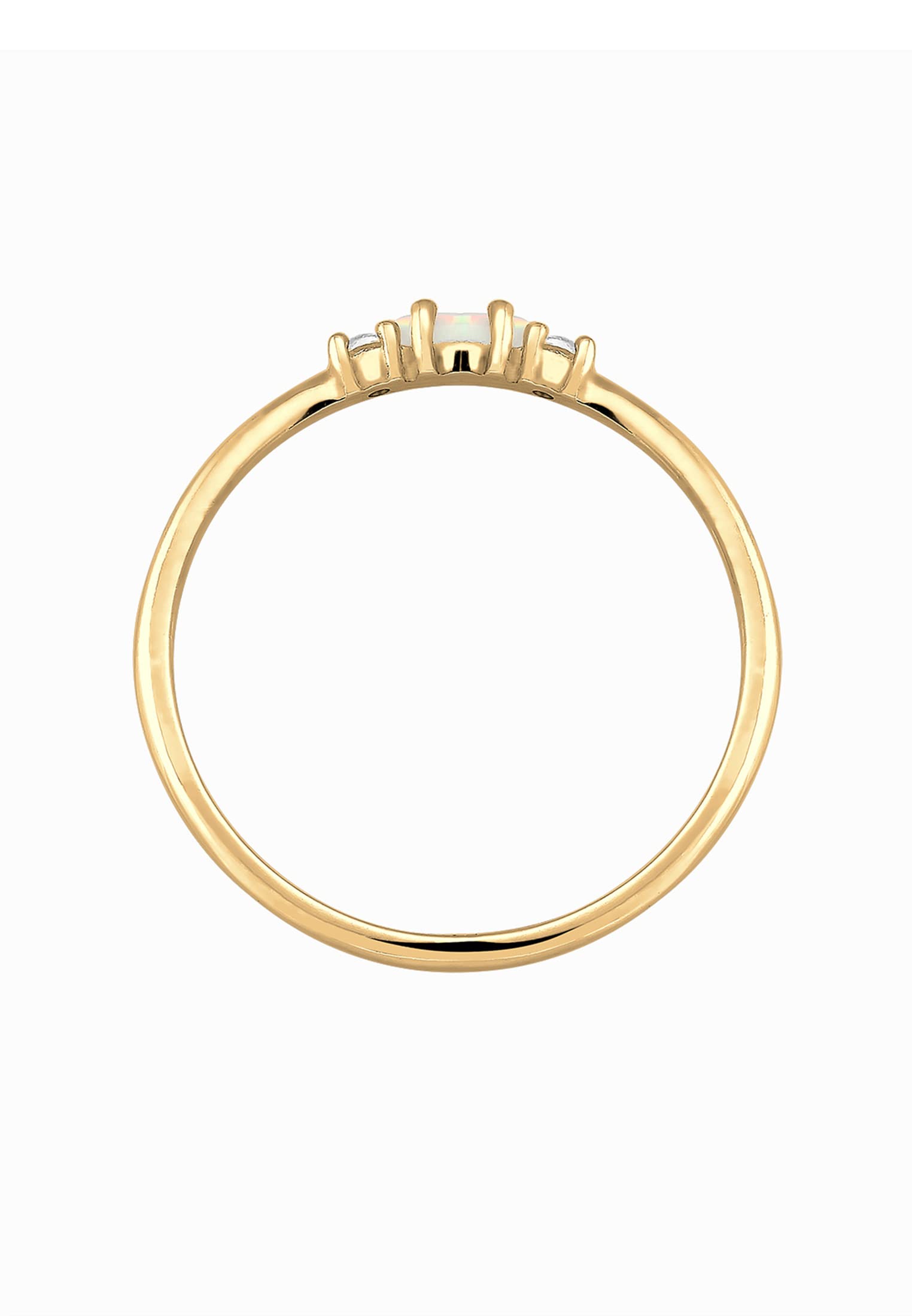 Elli Ring Damen 925 Silber vergoldet Vintage Zirkonia Kristallen und Opal