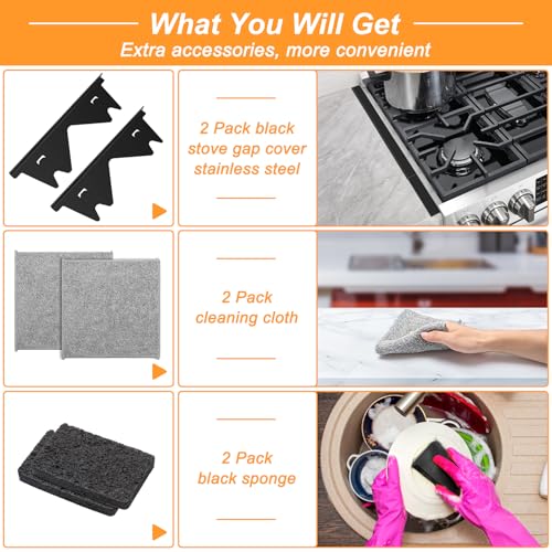 2+4Pack Stove Counter Gap Cover, Luxiv 2P Stainless Steel Stove Gap