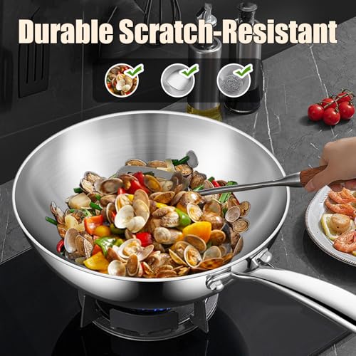 Wok de acero inoxidable con tapa 11.02 in miniatura 4