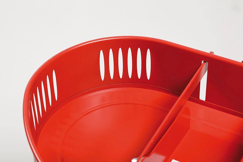 Sammelbehälter aus Stahl, rot, 545 mm x 580 mm x 535 mm, 65 Liter Volumen, mit Öffnungspedal, sicherer Brandschutz