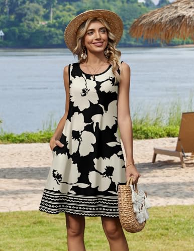 Image of Zeagoo Womens Summer Dress 2026 Sleeveless Casual A-Line Tshirt Sundresses