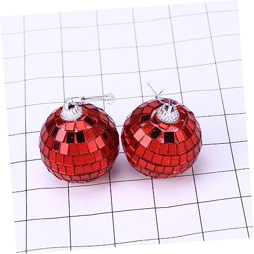 Bola espejada reflectante SOLUSTRE de 10 cm, color rojo, para fiestas, bodas, clubes y festivales musicales miniatura 2