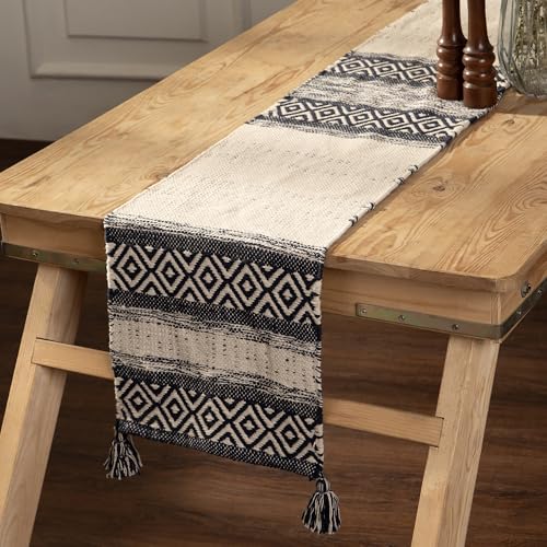 REDEARTH Table Runner - Hand Woven Exquisite Artisan Made Boho Decorative Table Runner for Dining Table, Coffee Table, Console, Dresser - 100% Cotton (13