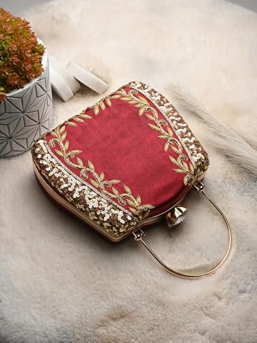 Image of TOOBA Handicraft Clutch Purse For Women with Sleek Design Glass Basket Clutch| Trendy Stylish Bridal, Party, Wedding Sling Bag