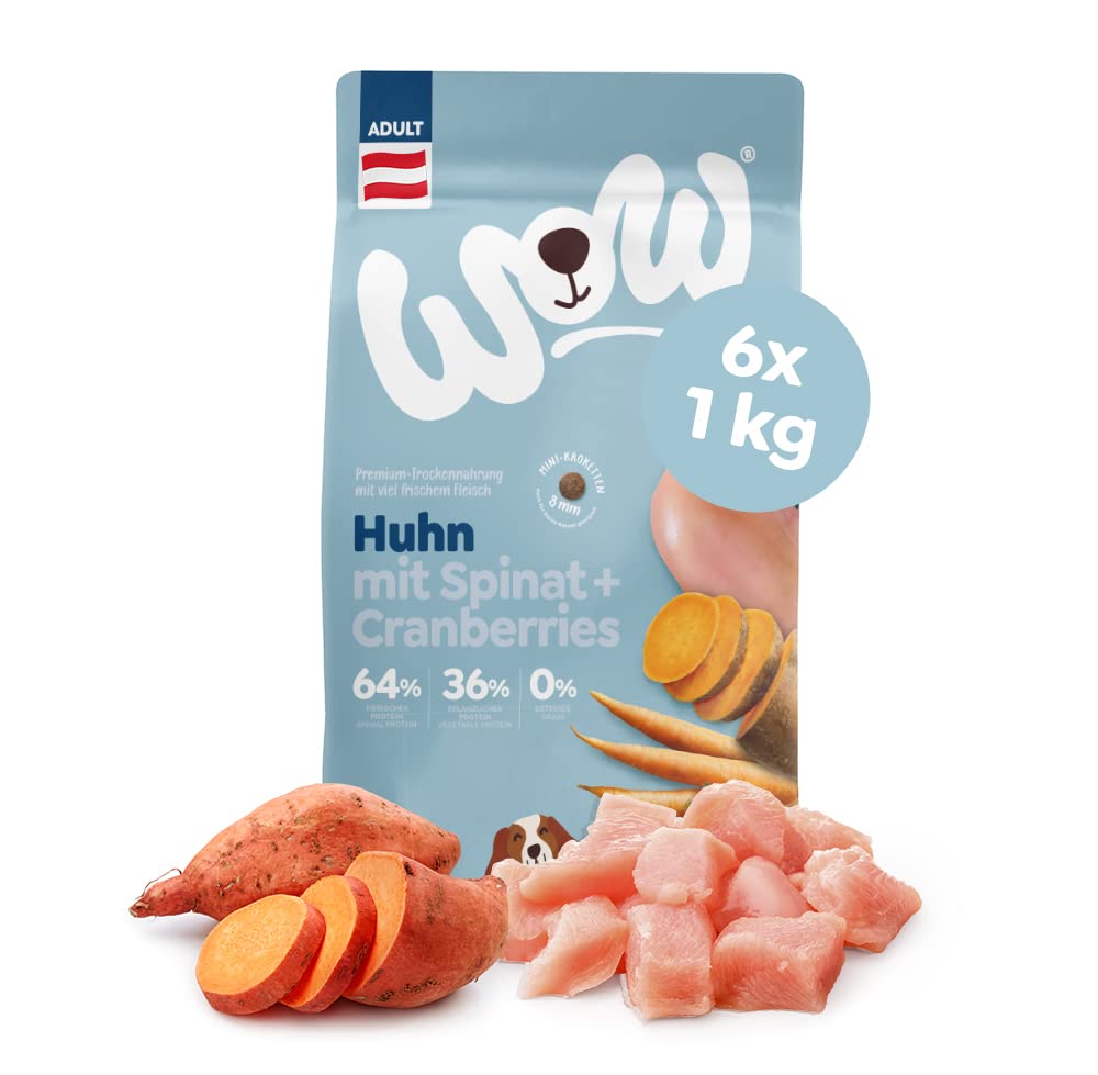 WOW Senior Hundetrockenfutter Mit Ente – 6x 1 Kg, Mini-Kroketten, Für ältere Hunde Aller Rassen, Ohne Getreide