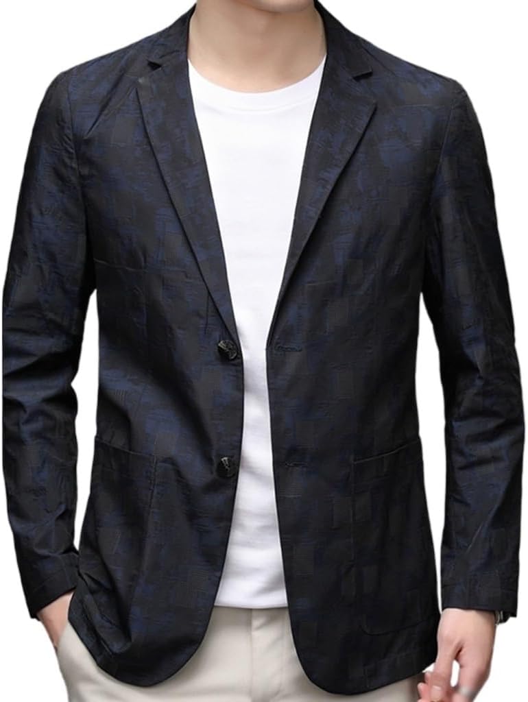 Suit Jacket Men's Spring and Autumn Casual Thin Single Western Fashion Slim-Fit Suit Jacket Men(L Code)