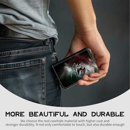 Image of Cute Credit Card Holder with Zipper, Mexico Flag RFID-Blocking Card Case Small Wallet for Women Men, Multi-slot Card Organizer Case Travel Accordion Wallet