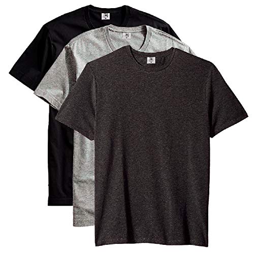 Kit com 3 Camiseta Masculina Básica Algodão Premium (Chumbo Cinza Preto, GG)