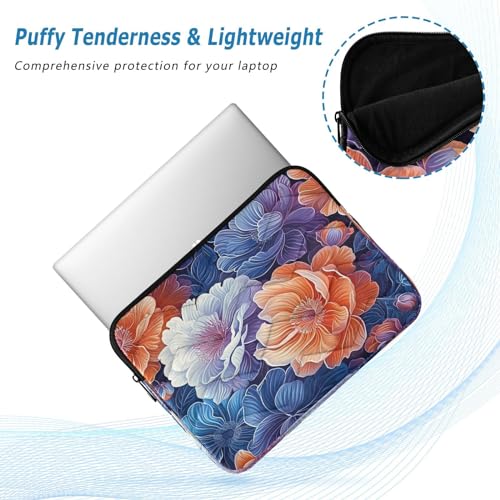 Funda para laptop de 13-14 pulgadas azul con flores miniatura 5