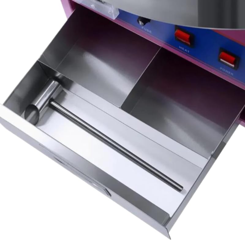 Machine à Barbe à Papa Professionnelle avec Bulle de Protection – 1,8 kg/h, Acier Inox, Cuve 50 cm – Thermostat Réglable – Idéale Événements, Fêtes, Kermesses