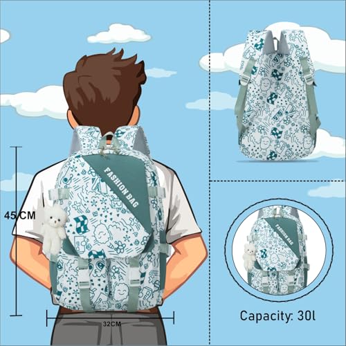 Image of Tinytot 30 Litre Japanese Korean Style School Bag Water-Resistant Laptop & Travel Backpack - Unisex Large 18 Inches Multipurpose Student Backpack for Boys & Girls, Men & Women