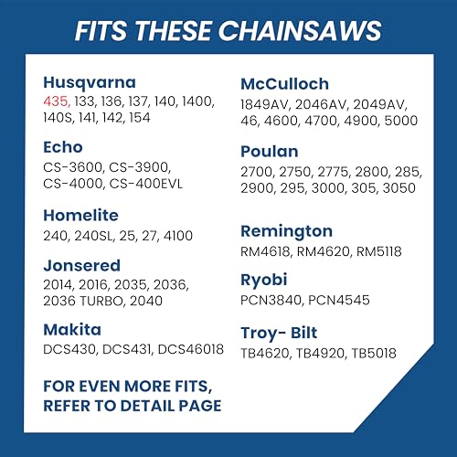 Image of 16 Inch Chainsaw Chain, .325 inch Pitch .050 inch Gauge 66 Drive Links, Germany Steel Anti-Kickback Replacement for Husqvarna 435, 435E, 450, Echo CS-400, CS-450, 3-Pack