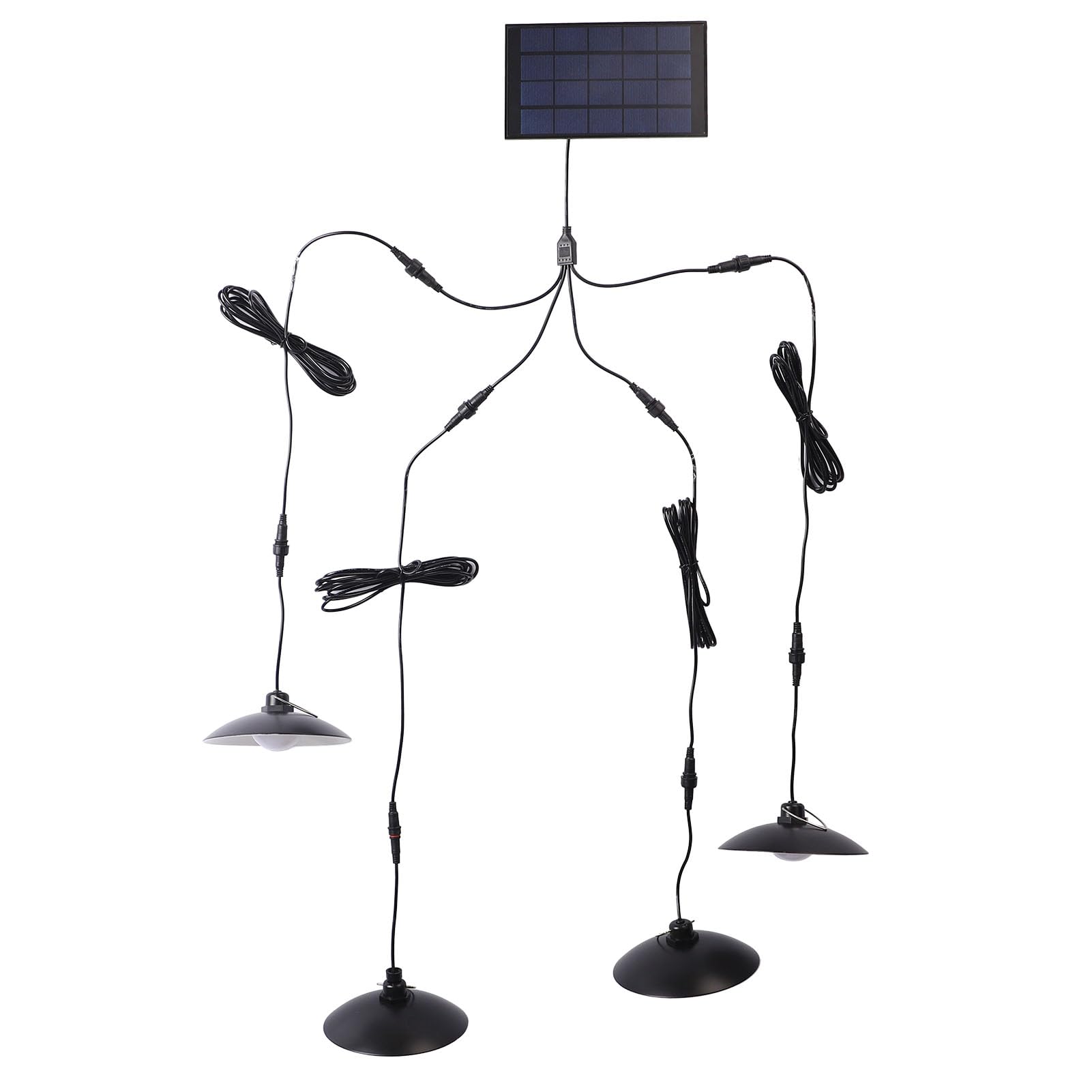 Solarne Lampy Wiszące 4 Głowice, Wodoodporna Ciepła Biała Szopa IP65 z Pilotem do Patio na świeżym Powietrzu w Ogrodzie, Wnętrze Wykonane z Komputera, materiał ABS, Zasilane