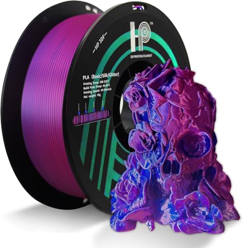 Image of HP3DF Dual Color PLA Filament,Shiny Silk Blue Rose PLA, 3D Printer Filament,PLA Filament 1.75mm Dimensional Accuracy + /- 0.02mm, 1KG Spool (2.2 lbs), Fit Most FDM Printer (Silk Blue Rose)