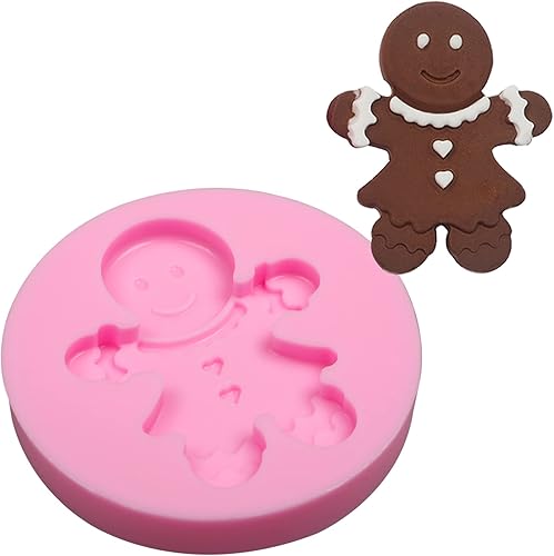 Miniatura 7 de Molde de silicona de fondant de hombre de jengibre navideño, 5 paquetes con copo de nieve, Papá Noel, moldes de chocolate para hornear galletas,