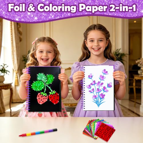 Image of FUNNYB&G Mess-Free Foil Art Craft for Girls Ages 4-10, Kids Birthday Gift