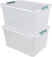 Vista 8 de Caja de almacenamiento de plástico, 35 cuartos de galón, paquete de 6, contenedores grandes de plástico transparente