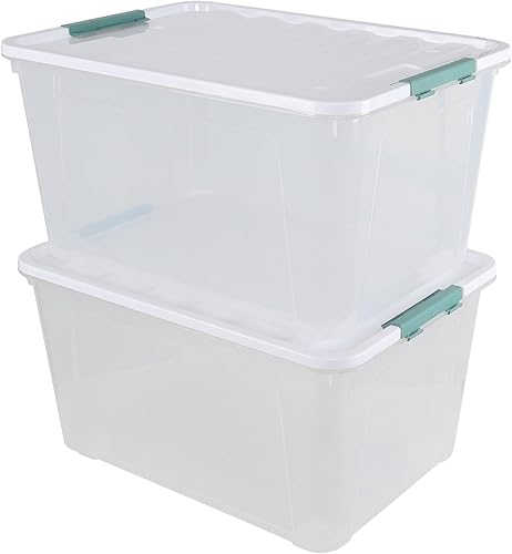 Miniatura 8 de Caja de almacenamiento de plástico, 35 cuartos de galón, paquete de 6, contenedores grandes de plástico transparente