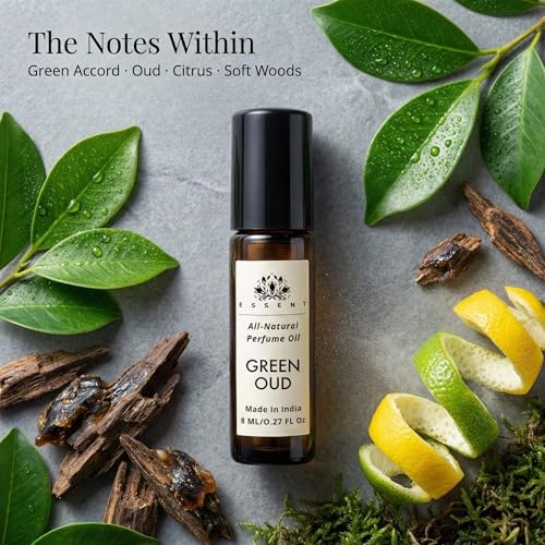 Image of Green Oud Roll-On Attar - 0.27 fl. oz. (8 ml) | Long-Lasting Natural Fragrance | Alcohol-Free Perfume Oil