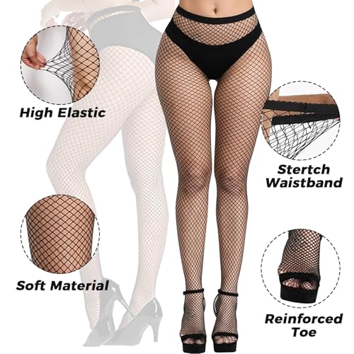 Buauty Fishnet Stockings for Women, High Waisted Fishnet Tights Black Fishnets for Halloween2