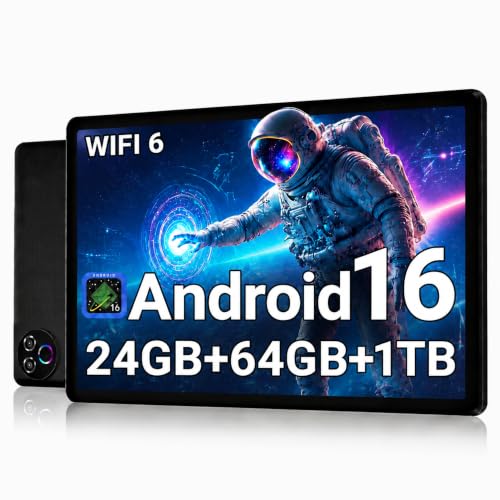 Image of 2026 Android 16 Tablet 10.1 Inch with 24GB RAM 64GB ROM, 1TB TF Card Expandable, 6000mAh Battery, Dual Band WiFi, BT5.4, Dual HD Cameras, Portable Tablet for Study, Business&Entertainment
