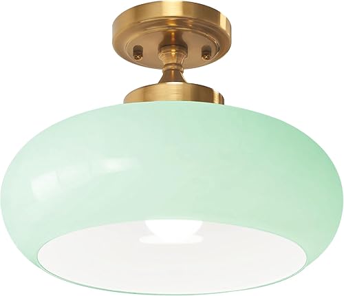 Miniatura 12 de Lámpara de techo semiempotrada dorada moderna de mediados de siglo, lámpara de techo naranja clásica, candelabro de vidrio vintage, lámpara de