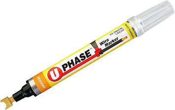 U-Mark U-Phase Wire Marker 7mm Tip, Marks Wire Up to #6 AWG, For Electrical Panels Circuits CAT-5 HDMI Auto Wire, 4 Pack, Orange