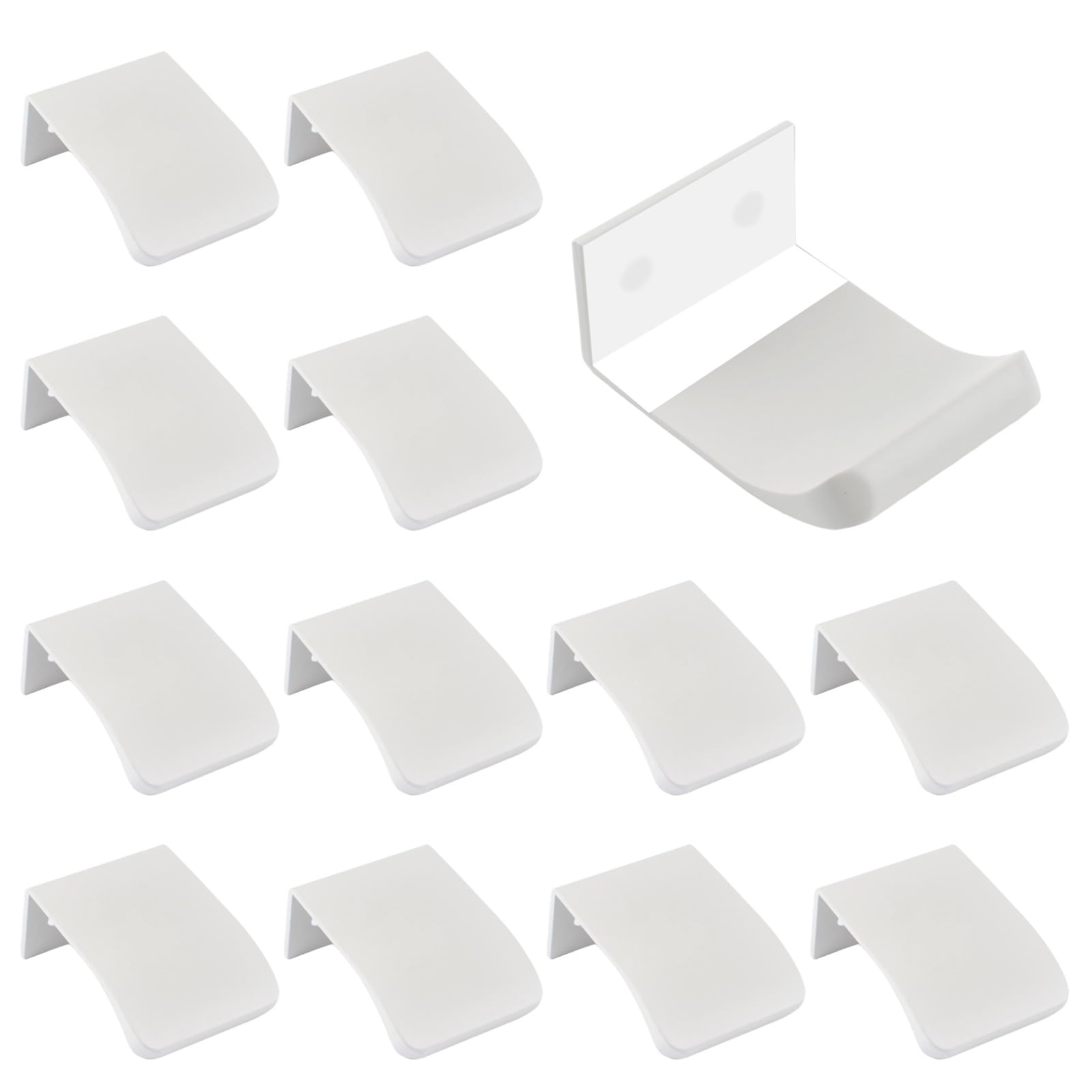 MOROBOR 12 Pack Finger Edge Pull, Self-Stick Instant Cabinet Drawer Pull Concealed Handles Modern Style Handle for Cabinet Hardware Drawer Wardrobe, 30mm/Cashmere Grey