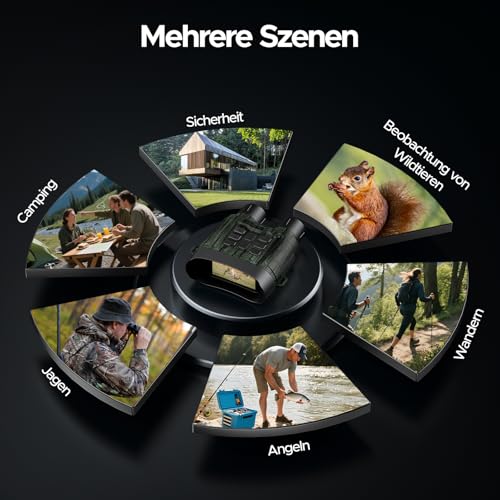 Nachtsichtgerät, 4K 112MP Infrarot-Fernglas Nachtsichtgerät, Nachtsichtgeräte Jagd 12X Digitalzoom Reichweite 450M, 5000mAh Wiederaufladbares, 64GB TF-Karte für Jagd Sicherheit Camping