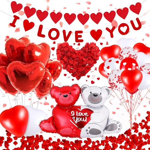 Kit Romántico San Valentín, Globos San Valentín con 1000 Piezas P...