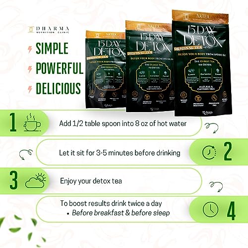 Detox Tea 15 Day Natural Cleanse - Organic, Flat Tummy Tea, Ccf Tea, Supports Metabolism, Helps Bloating, Improves Skin & Hair, Decaf Tea, Natural Herbs, All Natural #TOP4