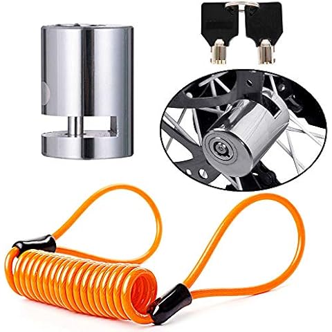 BUENNUS Portable Motorcycle Disc Lock,Anti Theft Disk Brake Lock with Reminder Cable for Motorcycle Bicycle Wheel Compatible for Harley Triumph Tiger Ducati Honda Yamaha BMW Suzuki Cover