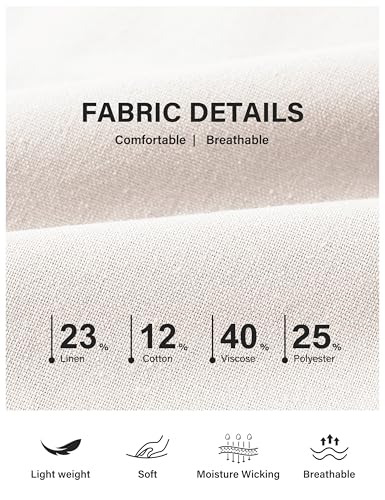 MoFiz Mens Casual Golf Pants Classic Fit Linen Cotton Lightweight Work Dress Pants with Pockets4